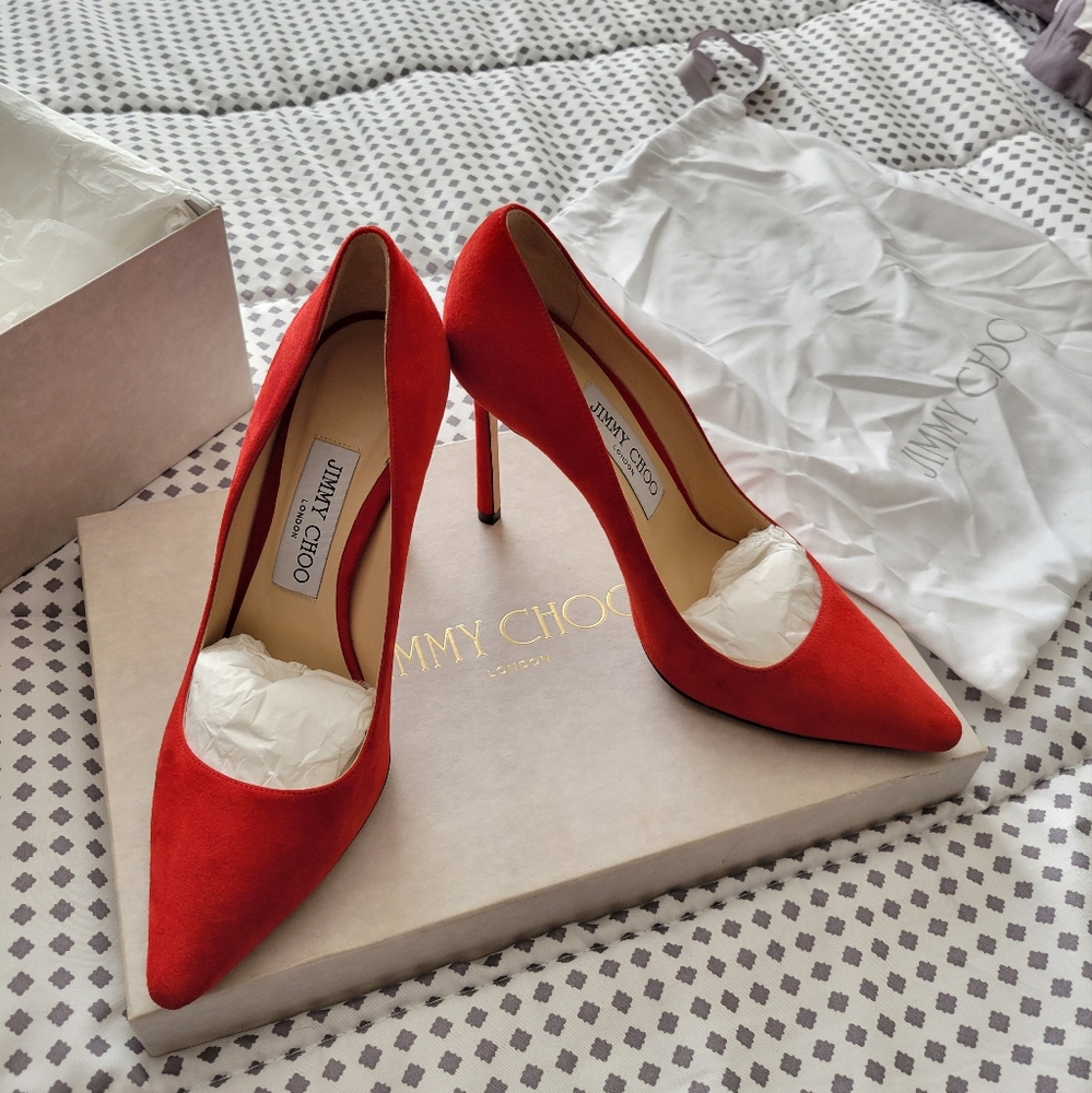 Jimmy Choo Romy 100 Suede Red